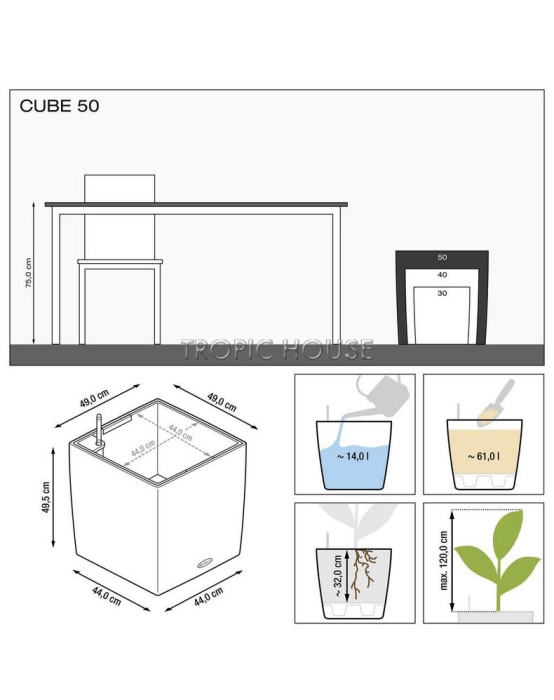 Кашпо LECHUZA CUBE 50х50 см