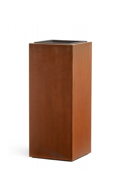 Кашпо TREEZ Effectory, Corten Steel, Высокий куб, Бархатистая окись