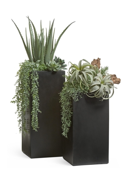 Кашпо TREEZ Effectory, Black Stone, Высокий куб, Антрацит