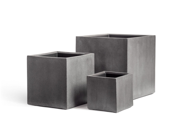 Кашпо TREEZ Effectory, Куб, Тёмно-серый камень