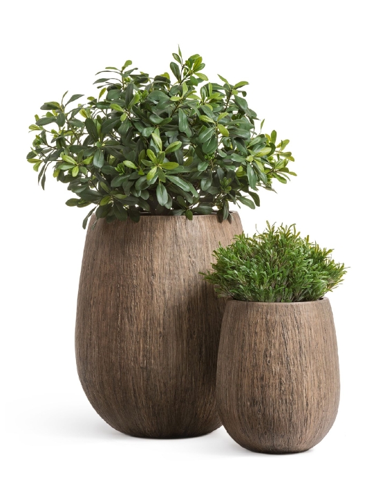 Кашпо TREEZ Эффектори Вуд Округлая чаша Светлый дуб в-39 см, д-32 см