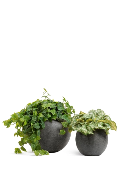 Кашпо TREEZ Effectory, Большая полусфера, Тёмно-серый камень