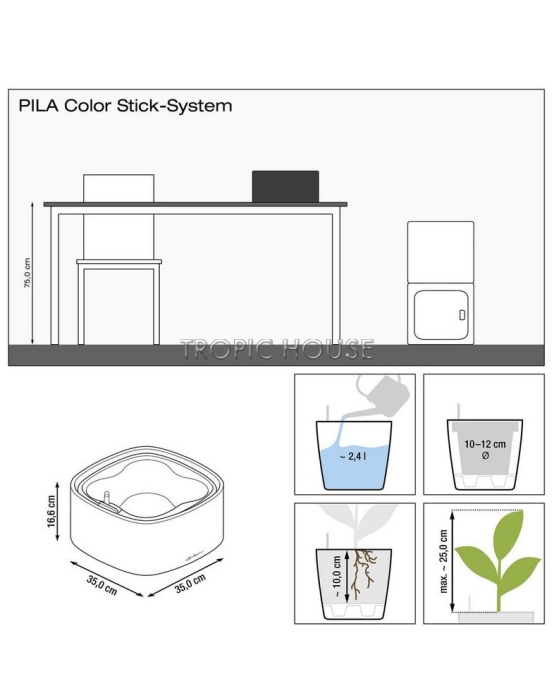 Кашпо LECHUZA PILA Color Stick 35х16.6 см