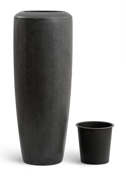Кашпо TREEZ Effectory, Quartz, Высокий конус, Чёрный кварц