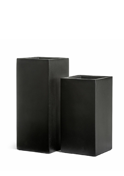 Кашпо TREEZ Effectory, Black Stone, Высокий куб, Антрацит