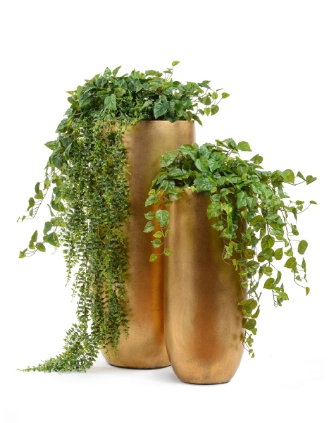 Кашпо TREEZ Effectory, Metal, Высокий округлый конус, Сусальное золото