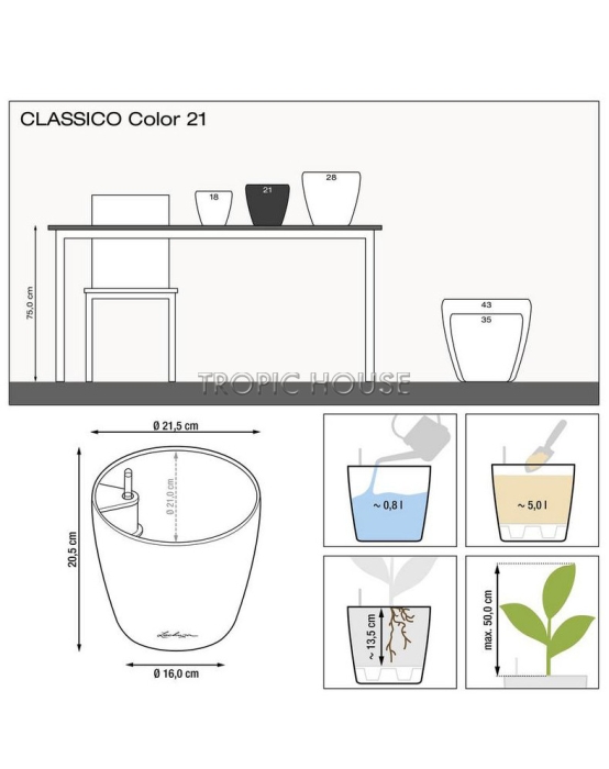 Кашпо LECHUZA CLASSICO Color 21х20 см