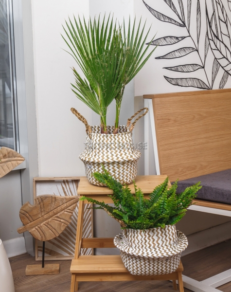 Корзина малая белый зигзаг