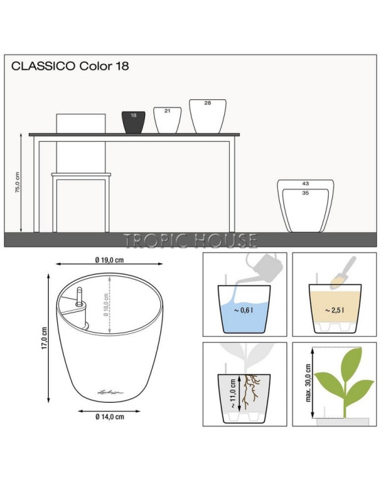 Кашпо LECHUZA CLASSICO Color 18х17 см