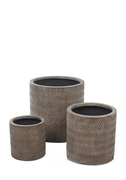 Кашпо Nobilis Marco "Fishbone fossil wood Cylinder" (файкостоун), D30хH30 см