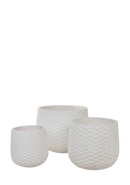 Кашпо Nobilis Marco "Cells white Jar" (файберклэй), D40хH35 см