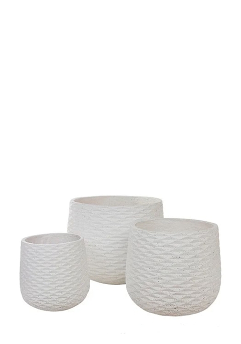 Кашпо Nobilis Marco "Cells white Jar" (файберклэй), D40хH35 см