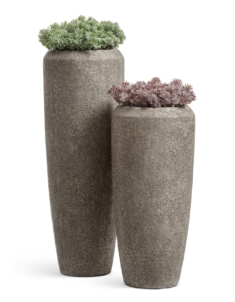 Кашпо TREEZ Effectory, Высокий конус, Серо-коричневый туф