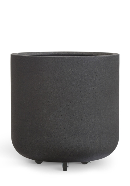 Кашпо TREEZ ERGO, Цилиндрическая чаша на колёсиках, Чёрный песок