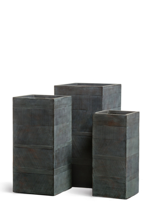 Кашпо TREEZ ERGO, Graphics, Высокий куб, Окись с медной патиной