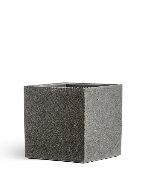 Кашпо TREEZ Effectory, Куб, Тёмно-серый камень