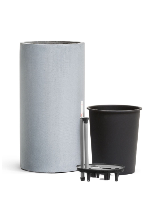 Кашпо TREEZ Effectory, Высокий цилиндр, Серый ледник