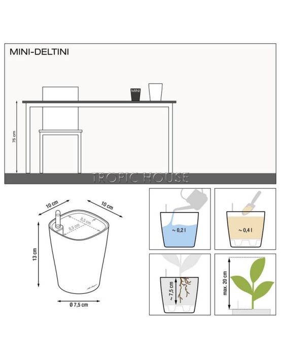 Кашпо LECHUZA MINI-DELTINI 10х13 см