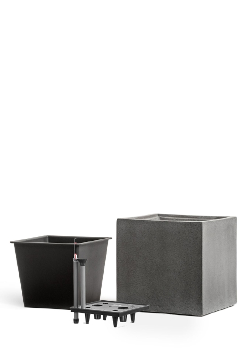 Кашпо TREEZ Effectory, Куб, Темно-серый бетон
