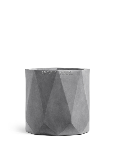 Кашпо TREEZ ERGO, Цилиндр-многогранник, Светло-серый камень