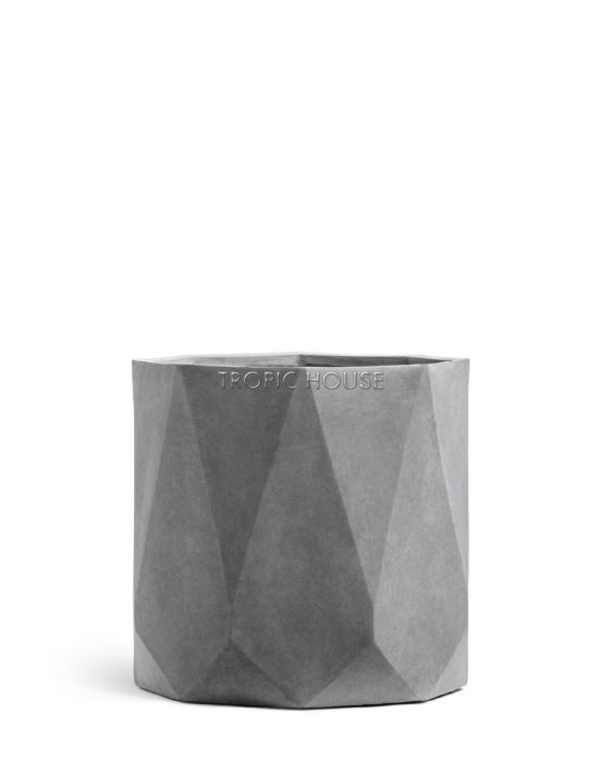 Кашпо TREEZ ERGO, Цилиндр-многогранник, Светло-серый камень