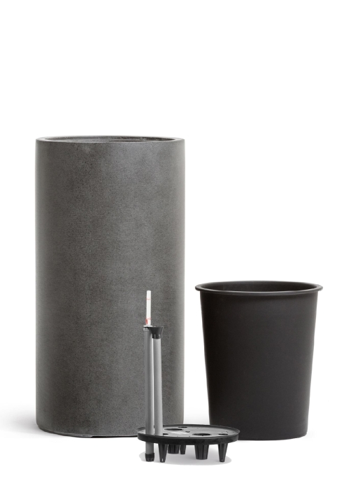 Кашпо TREEZ Эффектори Бетон Высокий цилиндр Тёмно-серый бетон в-60 см, д-31 см