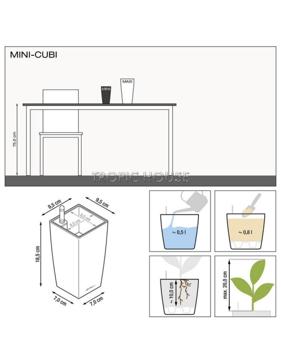 Кашпо LECHUZA MINI-CUBI 9х18 см