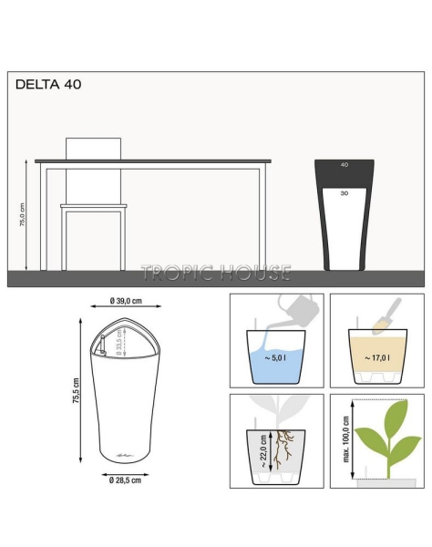 Кашпо LECHUZA DELTA 40х75 см