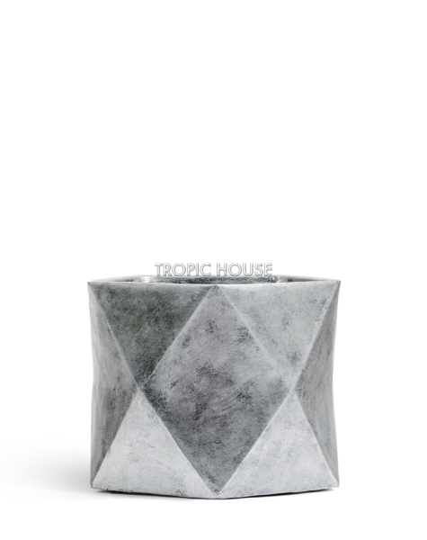 Кашпо TREEZ ERGO, Многогранник, Состаренное серебро