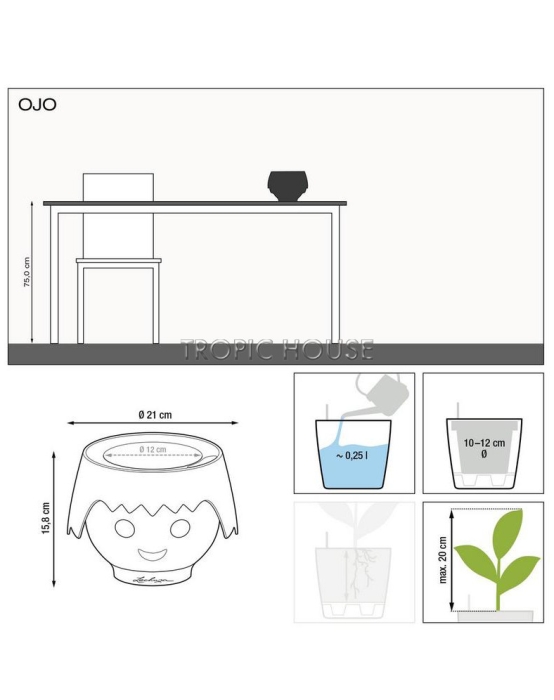 Кашпо LECHUZA OJO 21х15.8 см