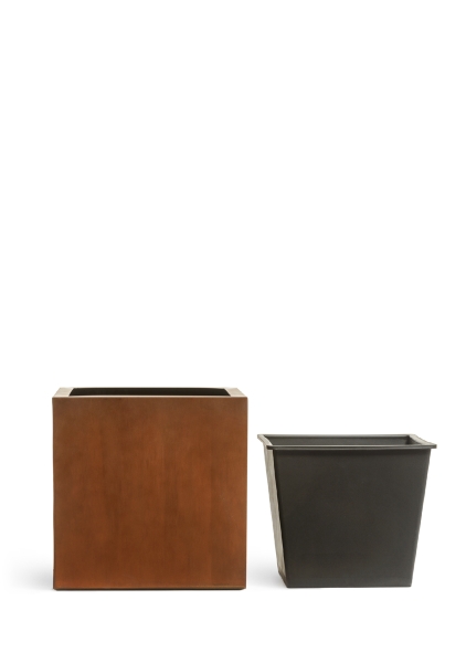 Кашпо TREEZ Effectory, Corten Steel, Куб, Бархатистая окись