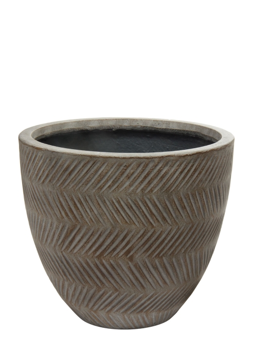 Кашпо Nobilis Marco "Fishbone fossil wood Round" (файкостоун), D33хH29 см