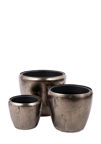 Кашпо Nobilis Marco Pa-silverbrown Round, Бронза