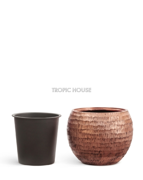 Кашпо TREEZ Effectory, Полусфера, Розовая Медь Чеканка