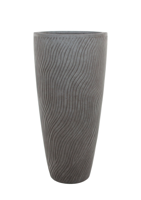 Кашпо Nobilis Marco "Sand Waves dark grey Vase" (файкостоун), D47хH99,5 см