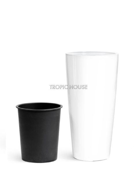 Кашпо TREEZ Effectory, Конус, Белый глянцевый лак