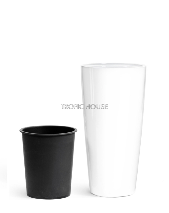 Кашпо TREEZ Effectory, Конус, Белый глянцевый лак