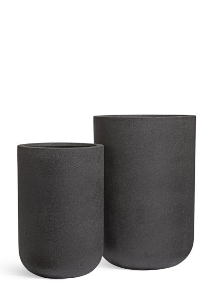 Кашпо TREEZ ERGO, Высокий округлый цилиндр, Чёрный песок