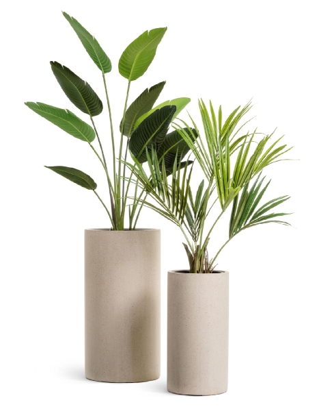 Кашпо TREEZ Effectory, Высокий цилиндр, Белый песок