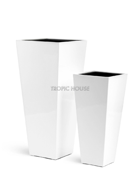 Кашпо TREEZ Effectory, Высокая трапеция, Белый глянцевый лак