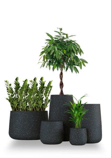 Кашпо CONCRETIKA CONE EGG BLACK