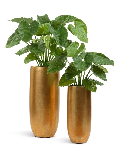 Кашпо TREEZ Effectory, Metal, Высокий округлый конус, Сусальное золото