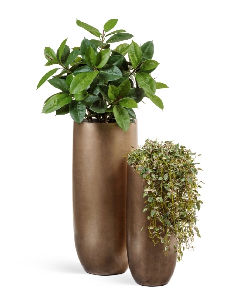 Кашпо TREEZ Effectory, Высокий округлый конус, Тёмное матовое золото