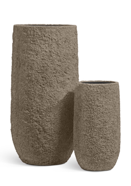 Кашпо TREEZ Effectory, Terra, Высокий конус, Тёмный беж