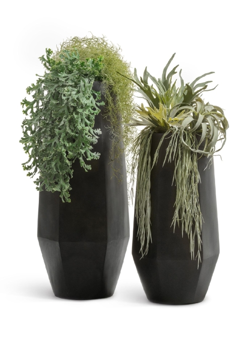 Кашпо TREEZ Эффектори Кристалл Высокий многогранник Антрацит в-75, д-38х32 см 1/1