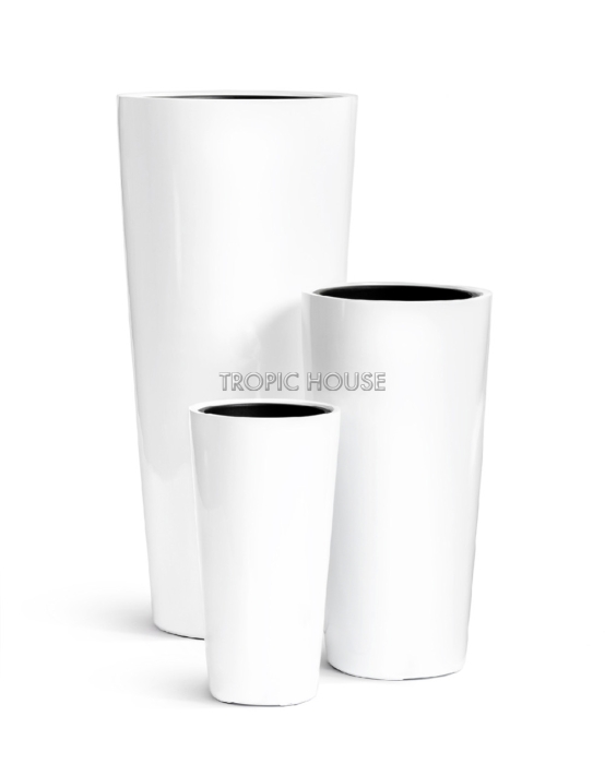 Кашпо TREEZ Effectory, Конус, Белый глянцевый лак