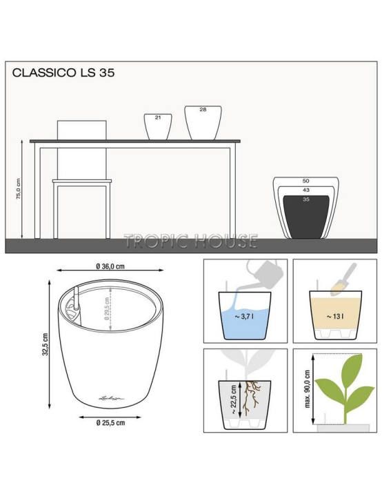 Кашпо LECHUZA CLASSICO LS 35х33 см
