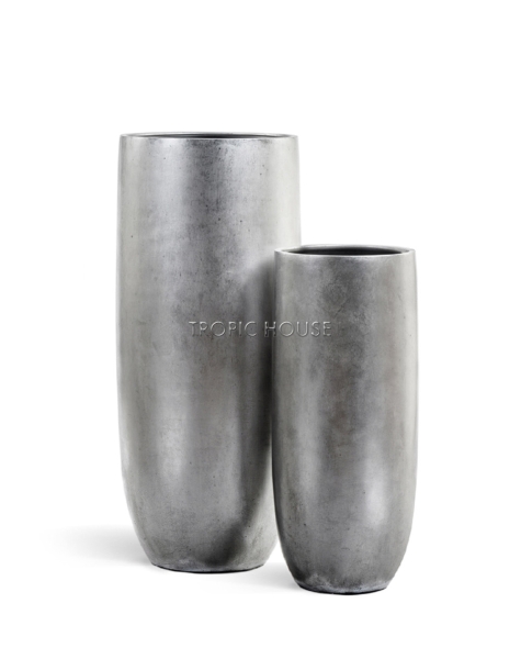 Кашпо TREEZ Effectory, Высокий округлый конус, Серебро