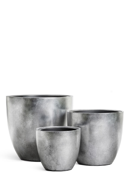 Кашпо TREEZ Effectory, Округлый конус, Серебро