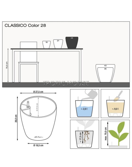Кашпо LECHUZA CLASSICO Color 28х26 см